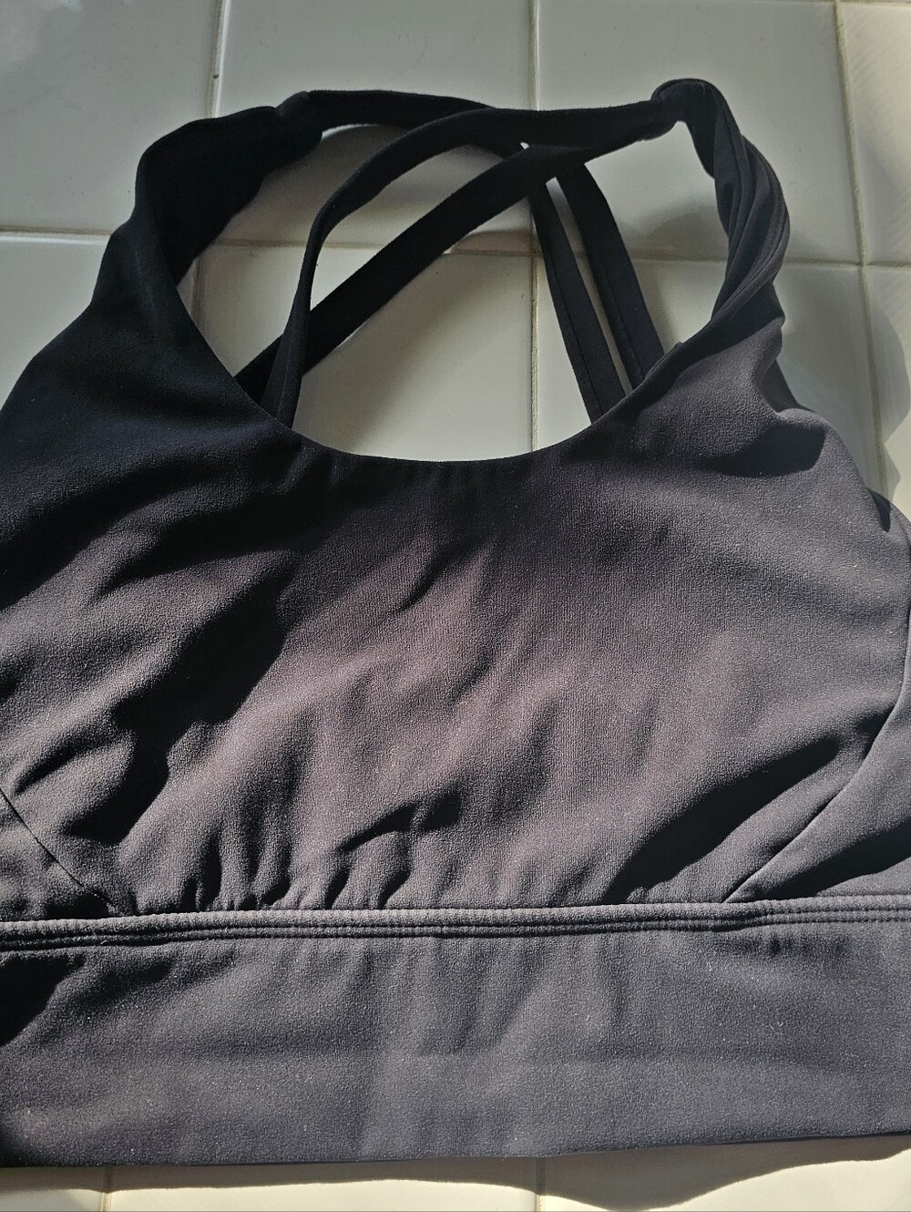 Women’s Black Strappy Sports Bra - Classic Support By Buffbunny Size L